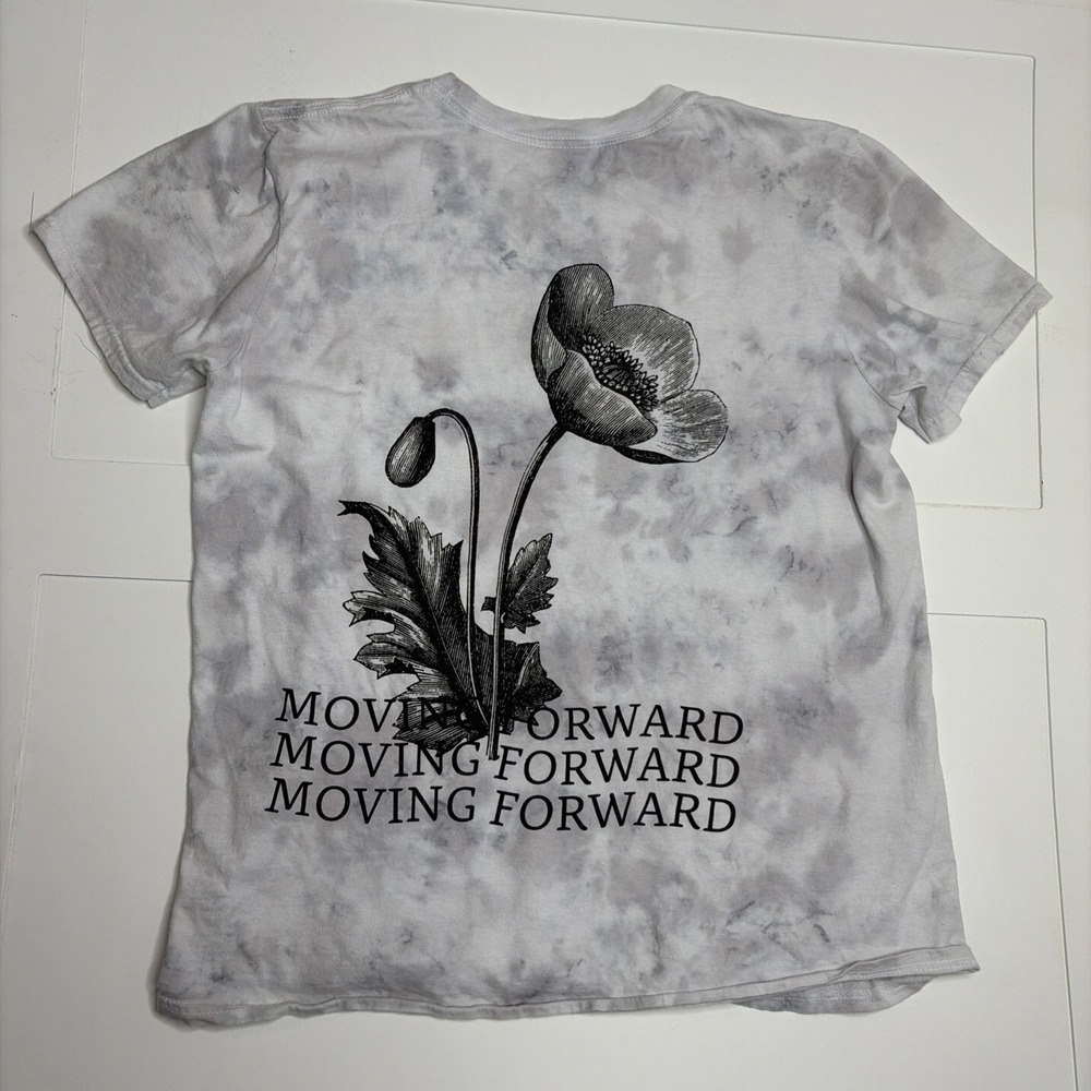 Neon Riot Moving Forward Tie Dye Graphic Tee Womens Small Gray Cotton